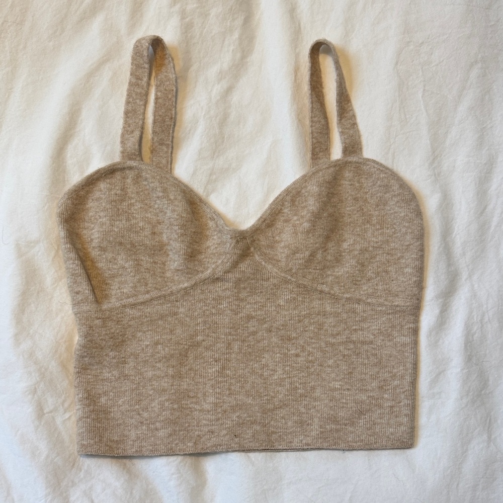 Aritzia Tan Knit Crop Top